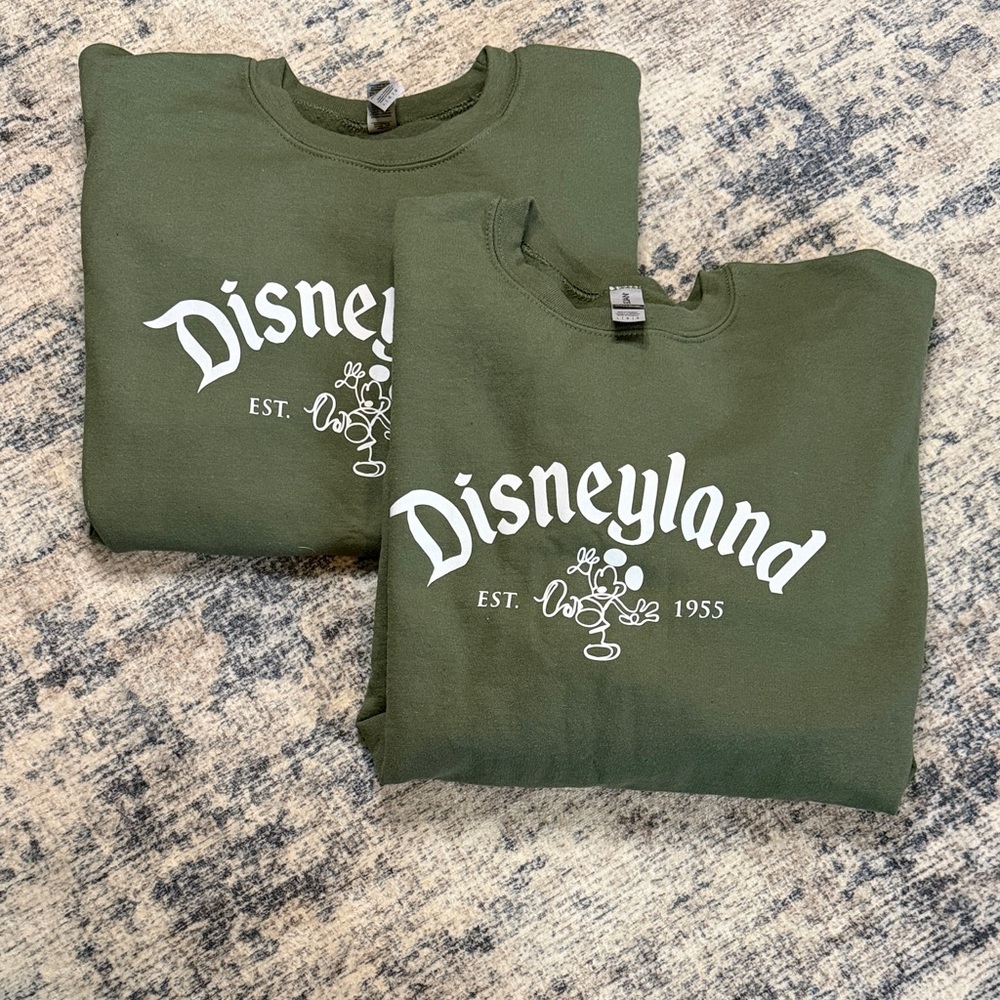 Couple Disney  Olive Green  Crewneck Sweater bundle of 2 size large